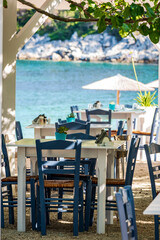 Alonissos, Sporades Islands. Beach restaurant.
