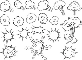 Fototapeta premium Pop Art Comic Bubbles Set – Empty Colorful Stickers and Speech Clouds on Transparent Background
