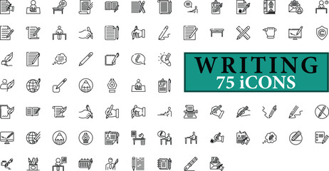 Writing icon collection, with editable stroke. Writing thin line icon set. Vector illustration.
