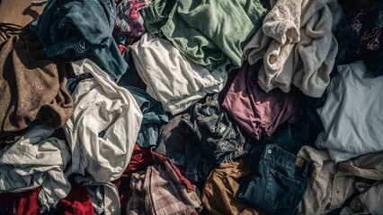 Clothing pile clothes heap of textile fabrics