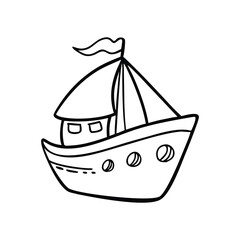 Black and white very simple and big boat.