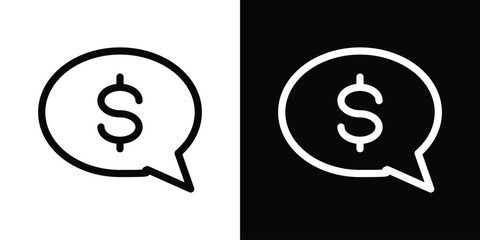 Comment dollar icon design. simple stroke line vector icon set
