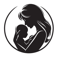 Side Profile of Mother and Baby | Heartwarming Silhouette Vector