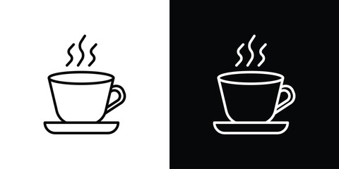 Coffee icon design. simple stroke line vector icon set