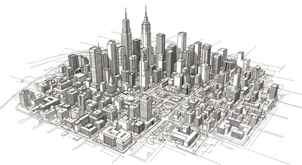 Fototapeta premium Cityscape architectural design sketch