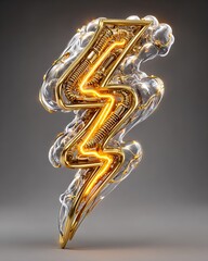 Lightning icon metallic 3d form high resolution picture