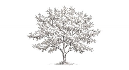Obraz premium Detailed pencil sketch of a tree