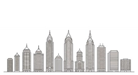 Line art city skyline