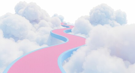 Pink road through clouds digital illustration