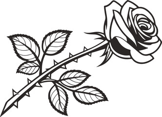 Obraz premium black and white rose Elegant Black and White Rose with Thorns
