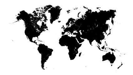 Blank World Map Silhouette – Editable Vector Map with Solid Black Countries. SVG