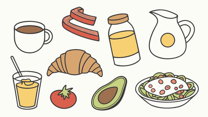 Delicious and healthy breakfast food illustrations