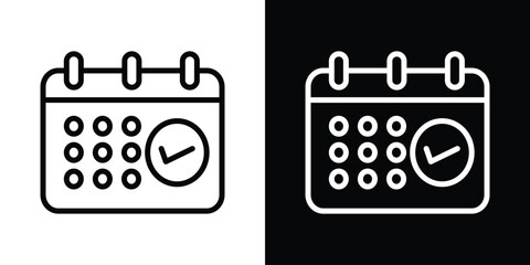 Calendar check icon design. simple stroke line vector icon set
