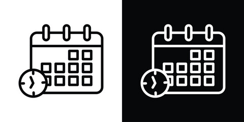 Calendar clock icon design. simple stroke line vector icon set