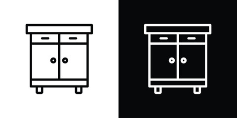 Cabinet icon design. simple stroke line vector icon set