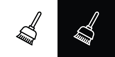 Broom icon design. simple stroke line vector icon set