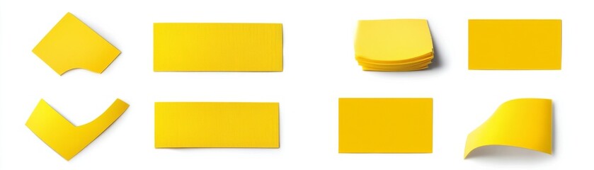 Yellow Sticky Notes Shapes, Composition and Textures, Notepaper, Stationery Sticky notes, yellow, shapes, texture