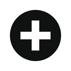 Plus sign icon inside black circle