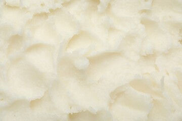 Texture of organic shea butter as background, top view