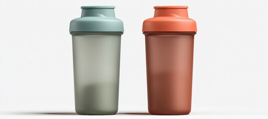 Frosted and Solid Color Shaker Bottles on White Background with Soft Shadows