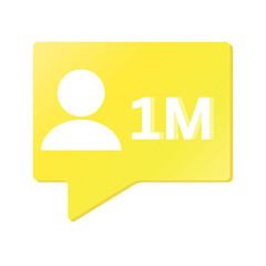 3d yellow speech bubble with 1m flowers, flowers badge 