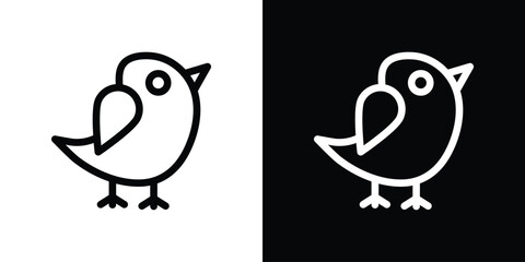 Bird icon design. simple stroke line vector icon set