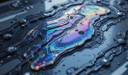 Opalescent Mineral Layers Reveal Geometric Patterns In Soft Blue And Violet Light