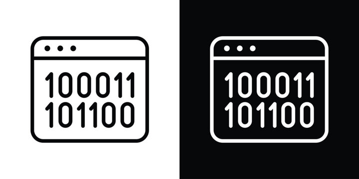 Binary code icon design. simple stroke line vector icon set
