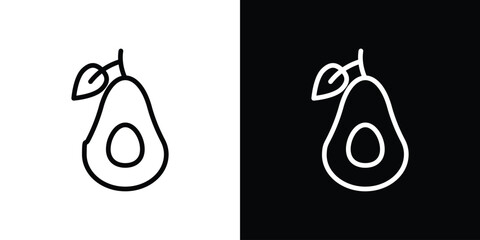 Avocado icon design. simple stroke line vector icon set