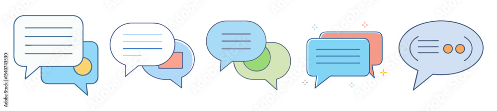 Poster multiple colorful message bubbles showcasing a modern communication theme and interface