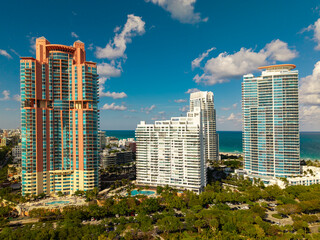 Miami beach cityscape. Miami aerial view.