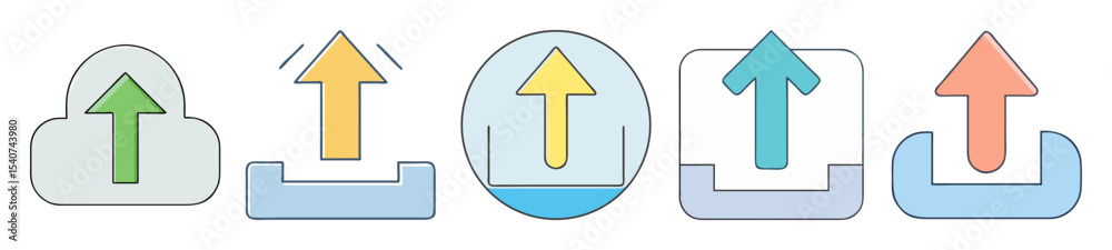 Poster various styled upload icons showcasing different ways to upload data or files