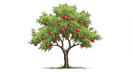 Naklejka premium Apple tree illustration
