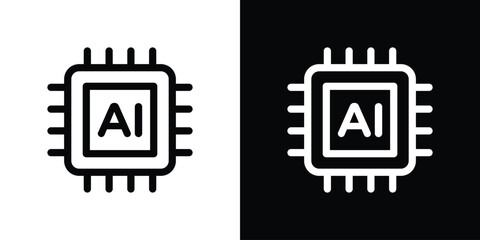 AI icon design. simple stroke line vector icon set