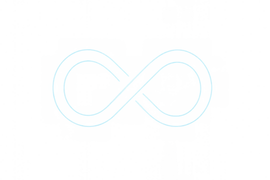 Glowing infinity symbol on transparent background, representing eternity, endlessness, and limitless possibilities