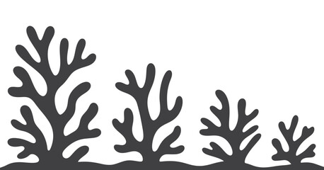 Obraz premium Abstract black and white stylized seaweed or coral silhouettes
