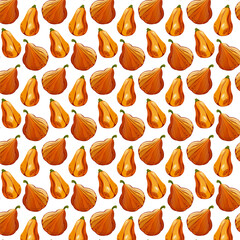 Seamless pattern pumpkins for autumn harvest, Halloween, and Thanksgiving design. For greeting cards, posters, flyers, banners for fall festivals and farmers’ markets, packaging, textile design