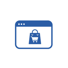 Online store web window icon with shopping bag graphic  