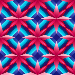 Abstract Geometric Starburst Pattern Seamless Pink Blue Teal Design