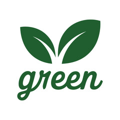 Green leaves logo with the word green in a stylized font