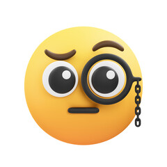 Monocle Emoji 3D Illustration