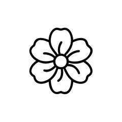 Simple hand drawn summer flower line art icon