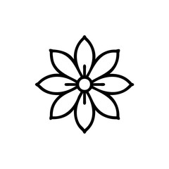 Hand drawn summer flower blossom line art design element