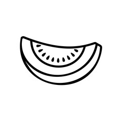 Hand drawn summer watermelon slice line art illustration