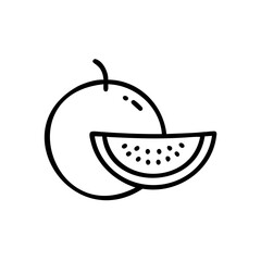 Hand drawn summer watermelon slice and whole watermelon