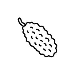 Hand drawn summer bitter melon line art icon