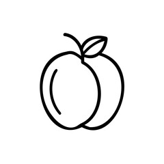 Hand drawn line art summer peach fruit icon