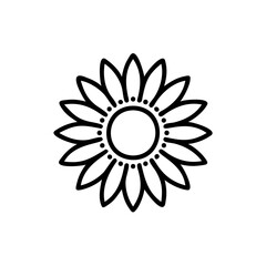 Hand drawn summer sunflower line art floral design element