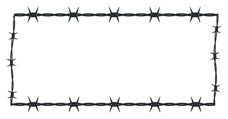 Simple black barbed wire frame on white background