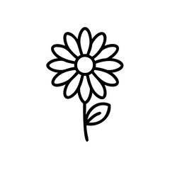 Hand drawn summer daisy flower line art illustration